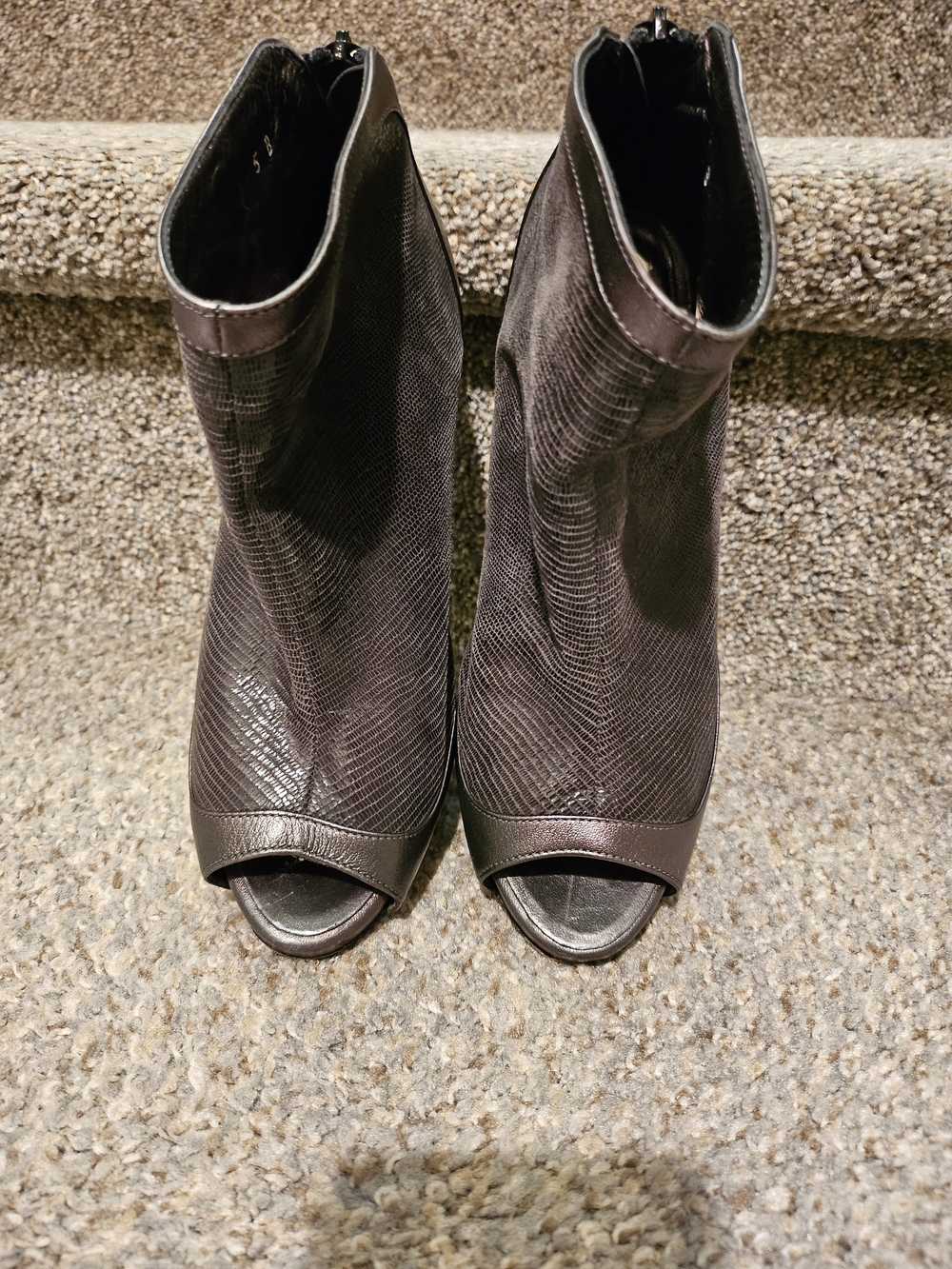 Black Peep-Toe Ankle Booties - Women